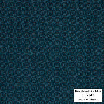 H95.042 Kevinlli V8 - Vải Suilt 90% Wool - Xanh họa tiết